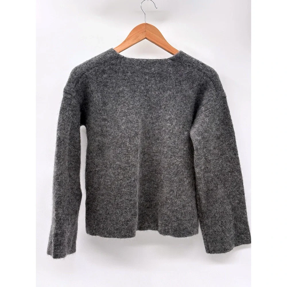 J. Crew Cardigan Sweater Double Breasted Alpaca Wool Gray Women XXS Oversized